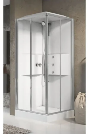 Cabina doccia multifunzione ad angolo 90 x 90 versione idromassaggio 2 ante scorrevoli Novellini Media 2.0 A ME2A90T1F-1AB Esclusivo