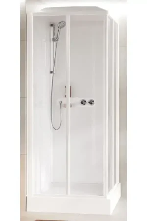 Cabina doccia 80 x 80 apertura 2 ante scorrevoli e 2 fisse in linea Novellini Media Glass A MEGA80MF-1AA Offerta Speciale