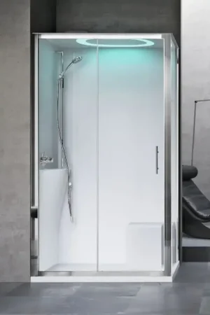 Cabina doccia multifunzionale 120 x 80 modello standard versione sinistra luce led integrata Novellini Eon 2P EON2P120STT-1AB Novità