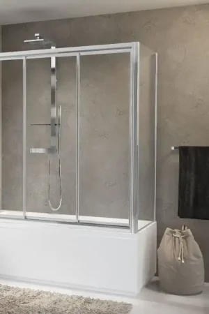 Bestseller Sopravasca apertura 1 anta scorrevole e 1 fissa in linea Novellini Aurora 2PV4