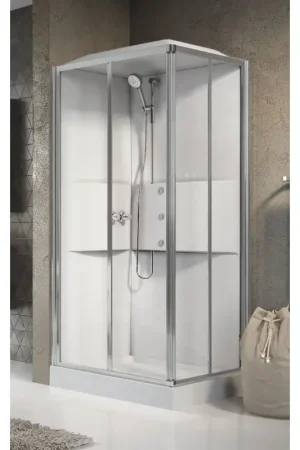 Cabina doccia multifunzione ad angolo 100x80 versione idromassaggio 2 ante scorrevoli Novellini Media 2.0 A ME2A100T1F-1AB Super Prezzo