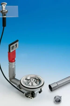 Piletta di scarico BASKET con azionamento remoto e troppo pieno Ø1"1/2 Gas LIRA 1755.070 Super Prezzo
