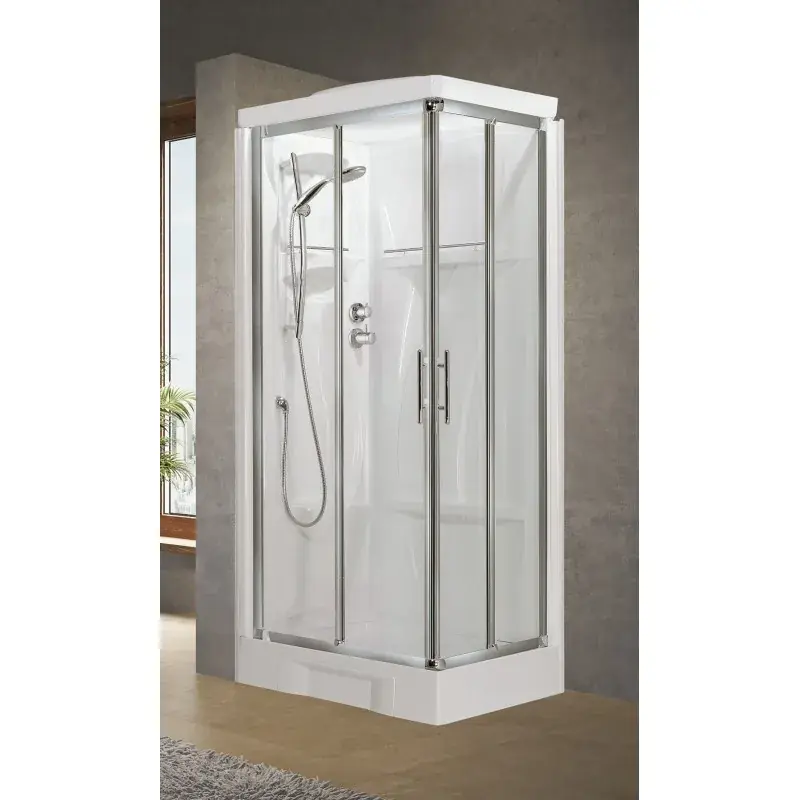 Cabina doccia multifunzione 80 x 80 versione standard 2 ante scorrevoli e 2 fisse in linea Novellini New Holiday A NNHA80TT-1B Spedizione Espresso