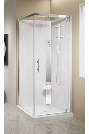 Cabina doccia angolare 90 x 90 senza tettuccio apertura 1 anta battente con idromassaggio Novellini Crystal G HC2G90T1-1KA Promozione Esclusiva