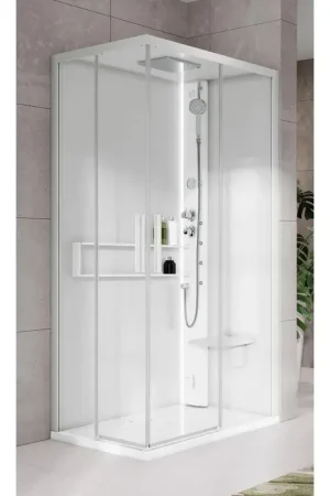 Cabina doccia multifunzione 80 x 80 idromassaggio Hammam apertura 2 ante scorrevoli Novellini Glax 2 A G22A80T5-1UU Ultima Occasione
