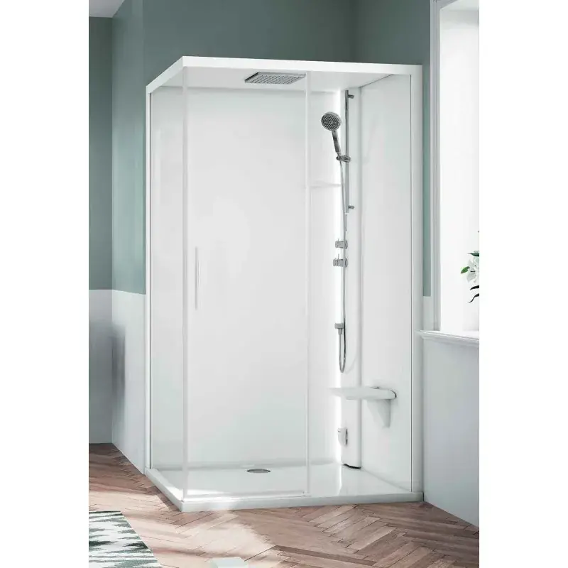 Saldi Cabina doccia 120 x 80 versione destra apertura 1 anta scorrevole e 1 fisso in linea Novellini Glax 1 2P G212P120DTF-1UU