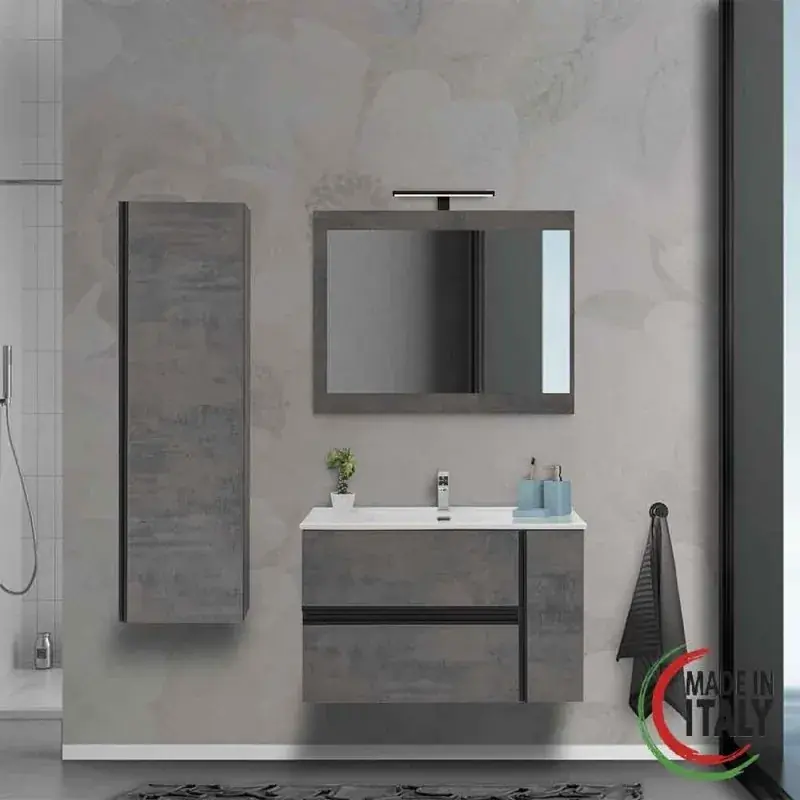 Compra Oggi Stesso Set composizione bagno sospesa 90 cm con lavabo in ceramica Feridras Oxid 805101