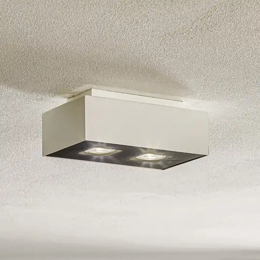 Bestseller Plafoniera Kasi in acciaio bianco, 2 luci