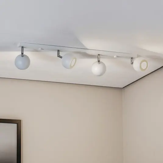 Must-Have Faretto da soffitto Flame, bianco, 4 luci lunghe