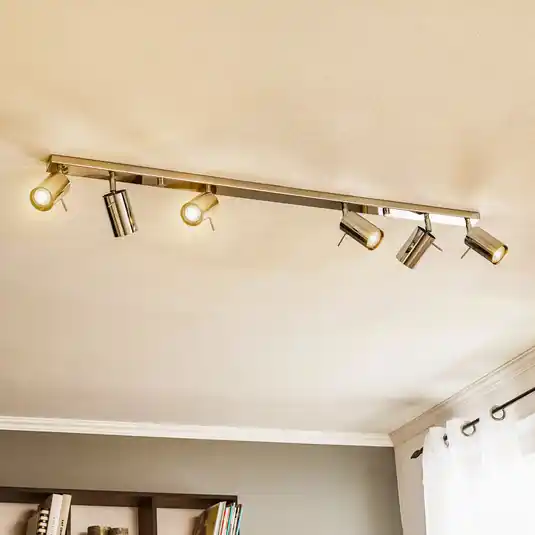Faretto da soffitto Round, cromato, 6 luci lineari Sconto