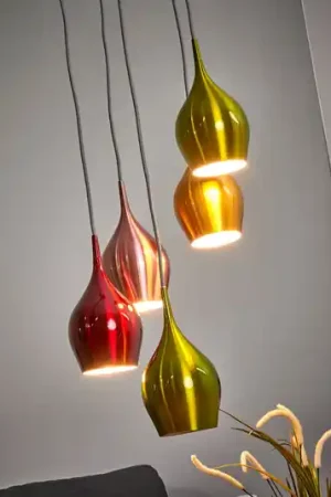 Vibrante - Lampada sosp paralumi colorati 5 luci Ultime Pezzi