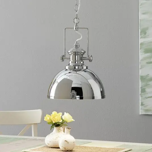 Compra Adesso Lampada a sospensione in metallo, design industriale, colore cromo