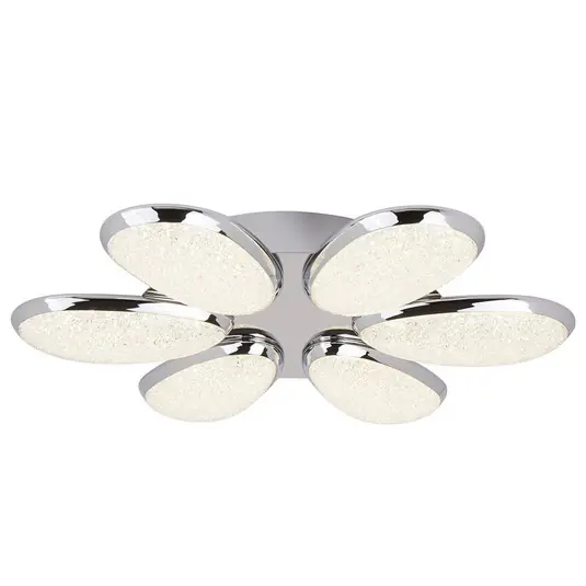 Lori Plafoniera a 6 luci, 52 cm, cromo/smerigliato, vetro Offerta Lampo