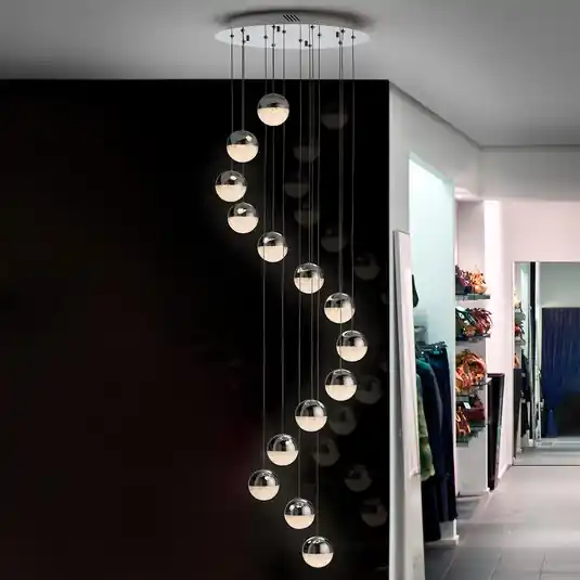 Non Perdere Lampada LED a sospensione Sphere 14 luci cromo app