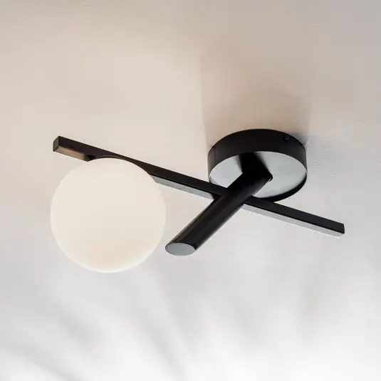 Economico Plafoniera Baleo, nero/opale, 1 luce