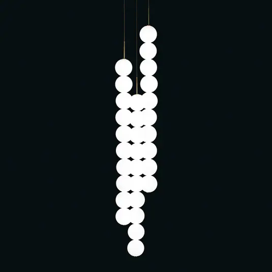 Lampada a sospensione Terzani Abacus, ottone, 3x10 globi Non Perdere