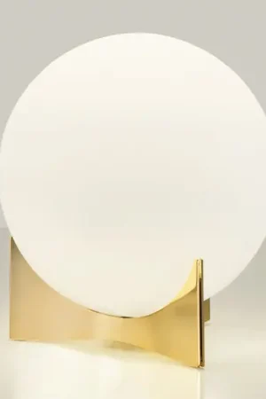Compra Oggi Stesso Lampada da tavolo Terzani Oscar, colore oro, Ø 20 cm, vetro opalino