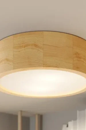 Plafoniera Cleo, Ø 27,5 cm, a 2 luci, legno di pino, E27 Reso Gratuito