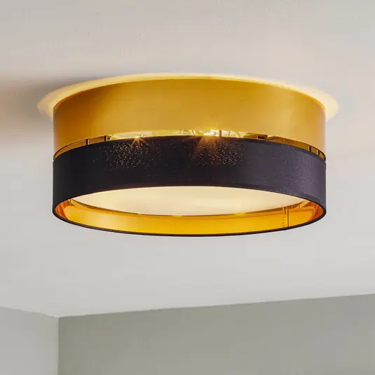 Plafoniera Hilton, nero/oro, Ø 45 cm Novità
