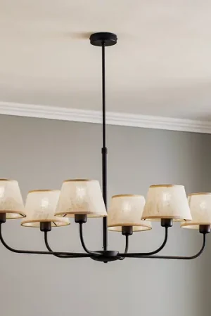 Bestseller Lampadario Chicago, paralumi in lino a 6 luci
