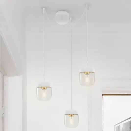 UMAGE Acorn sospensione 3 luci bianco/ottone Popolare