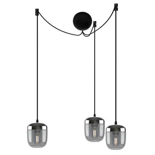 UMAGE Acorn sospensione 3 luci, acciaio e grigio Ultime Pezzi