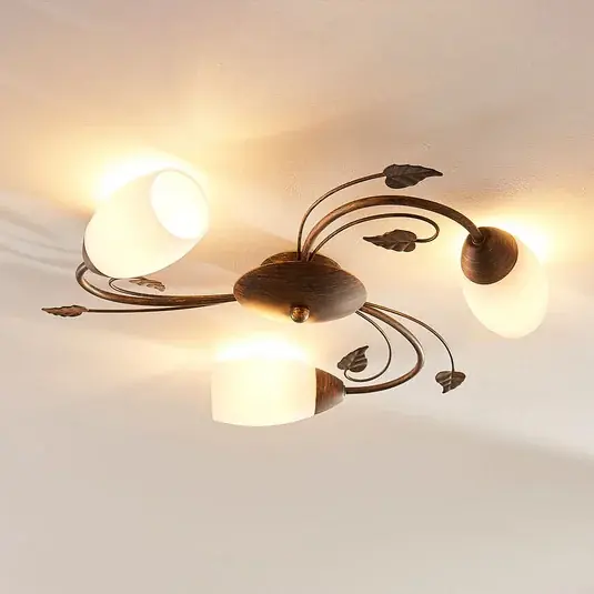 Plafoniera Lindby Stefania, a 3 luci, Ø 46 cm, nero/oro Promozione