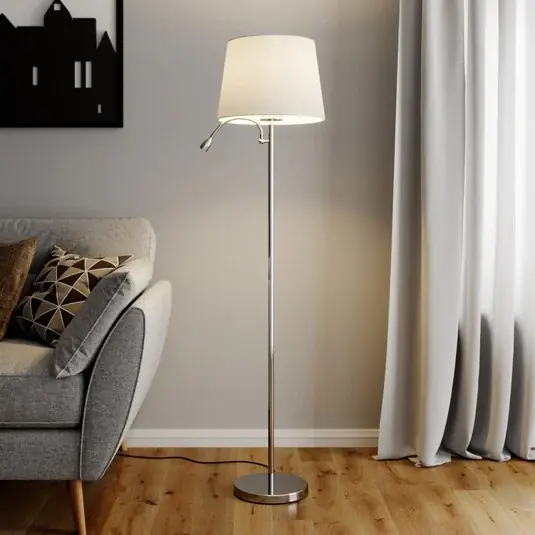 Lampada da lettura Lindby Benjiro, bianco, tessuto, 150 cm Offerta Speciale