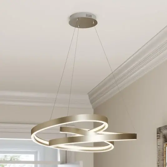 Lampada LED a sospensione Gunbritt, Ø 80 cm, argento, dimmerabile Esclusivo
