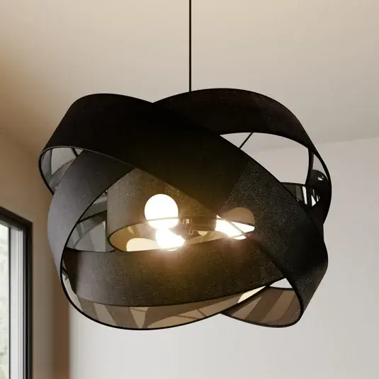 Lindby lampada a sospensione Simaria, nero, tessuto, Ø 60 cm, E27 Occasione Imperdibile