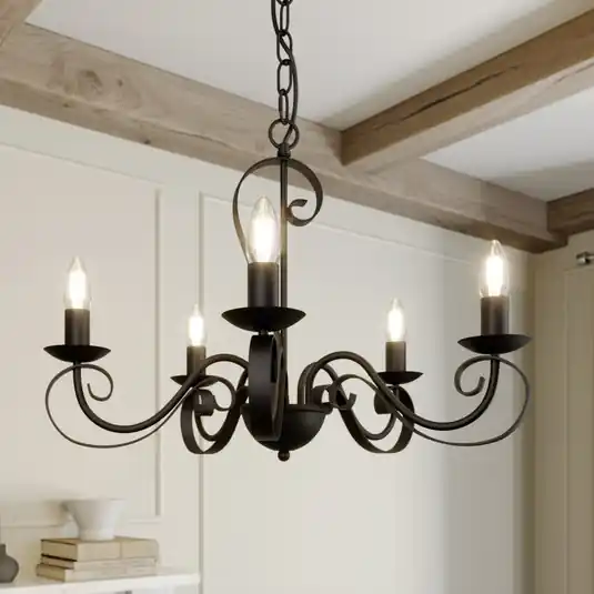 Lindby Shervan lampadario 5 luci, marrone Promo Stagionale