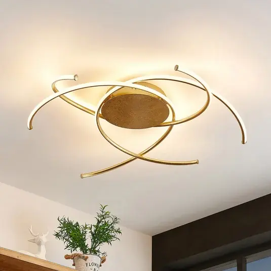 Di Tendenza Lindby plafoniera LED Yareli, oro, metallo, Ø 70 cm
