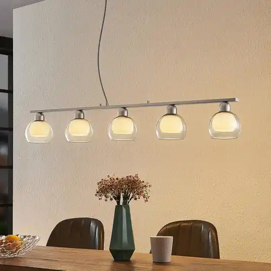 Lucande Kaiya lampada a sospensione, vetro, 5 luci Nuova Collezione