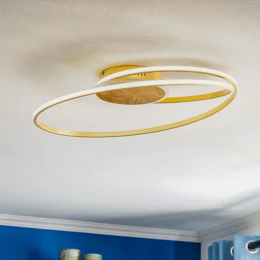 Miglior Prezzo Lindby plafoniera LED Dorle, Ø 60 cm, oro, alluminio