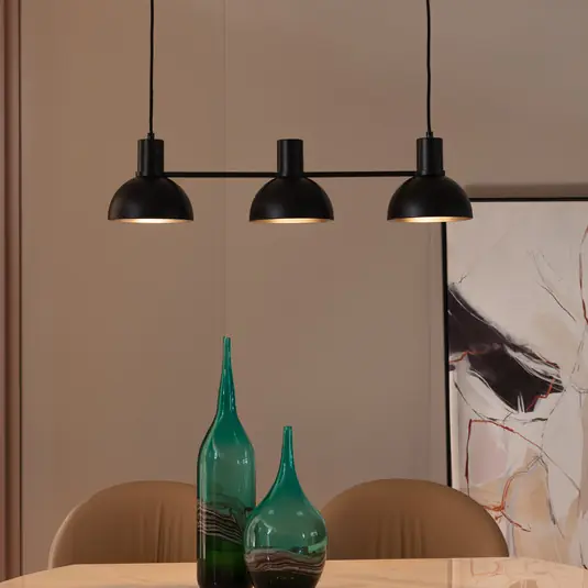 Compra Oggi Stesso Lampada a sospensione Lucande Mostrid, nera, a 3 luci