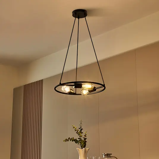 Lampada a sospensione Lucande Linnard in acciaio, a 3 luci Must-Have