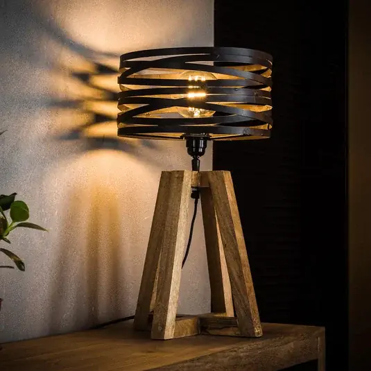 Lampada da tavolo Crossround treppiede di legno Prezzo Ridotto