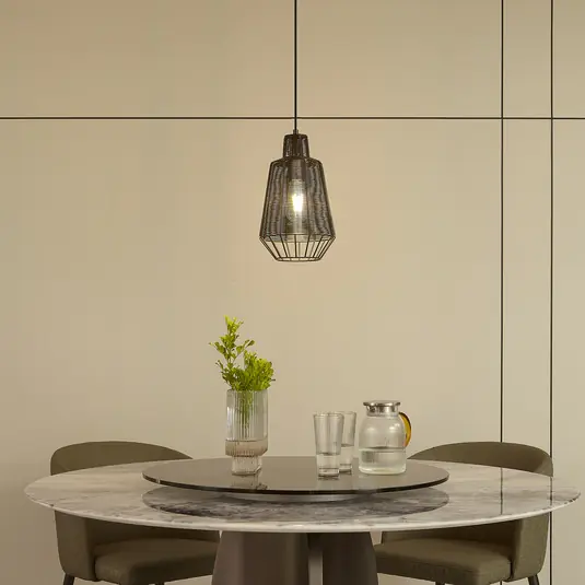 Lampada a sospensione a gabbia Lucande Tinko, nero, 20 cm Novità