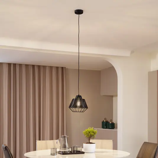 Lampada a sospensione a gabbia Lucande Tinko, nero, 25 cm Quantità Limitata