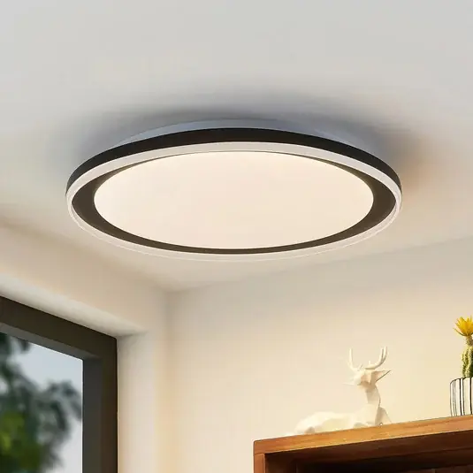 Lindby Plafoniera LED Verdan, nero, metallo, dimmerabile, CCT Pagamento Sicuro