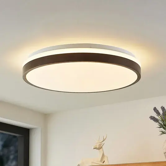 Plafoniera LED Lindby Hudsona, Ø 49 cm, legno, marrone Professionale