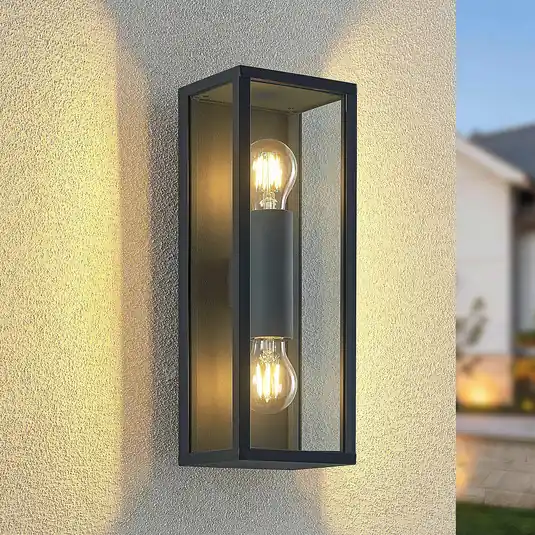 Offerta Speciale Lindby Peldar applique da esterno, trasparente, a 2 luci, 38 cm, metallo