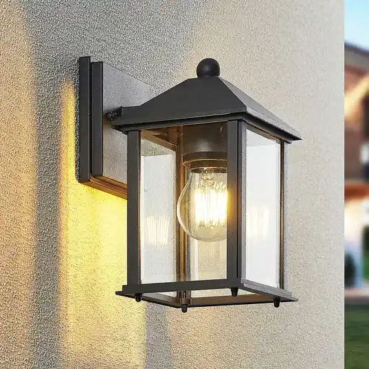 Lindby applique da esterno Giavanna, 23,3 cm, antracite, vetro Pagamento Sicuro