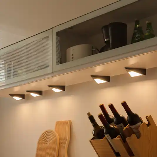 Prios Odia Lampada LED per mobili, nero, set di 5 Novità
