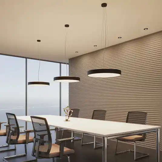 Lampada LED a sospensione Vanida, nero, Ø 60 cm, su/giù Ultime Pezzi