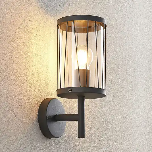 Lindby Yonan applique esterni rotonda, grigio, E27 A Buon Prezzo
