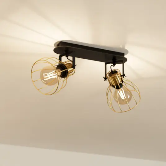 EGLO Sambatello plafoniera 2 luci nero/oro Spedizione Espresso