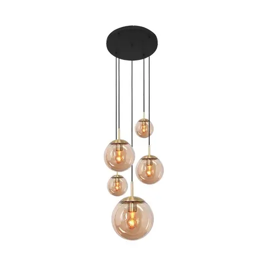Offerta Limitata Lampada sospensione vetro Glsabol, ottone, 5 luci