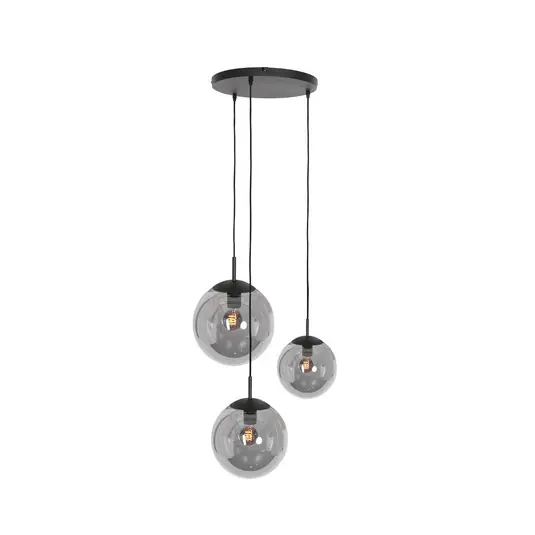 Lampada sospensione di vetro Bollique, nero 3 luci Occasione