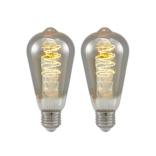 Lampadina LED Lucande E27 ST64 4W 1.800K dimmerabile titanio, confezione da 2 Di Tendenza